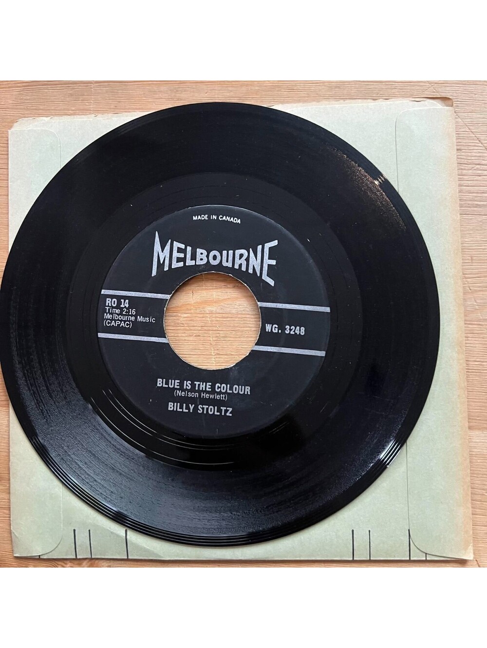 Billy Stoltz - Blue is the Colour/A Pub with no Beer 45rpm VG+ R17
